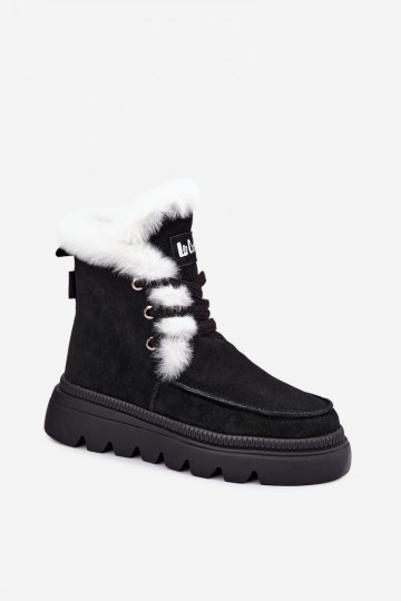 botas de neve femininas de camurça sintética Lee Cooper LCJ-25-01-3737 na cor preta