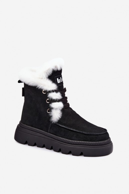 botas de neve femininas de camurça sintética Lee Cooper LCJ-25-01-3737 na cor preta