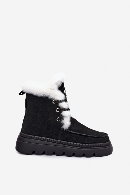 botas de neve femininas de camurça sintética Lee Cooper LCJ-25-01-3737 na cor preta