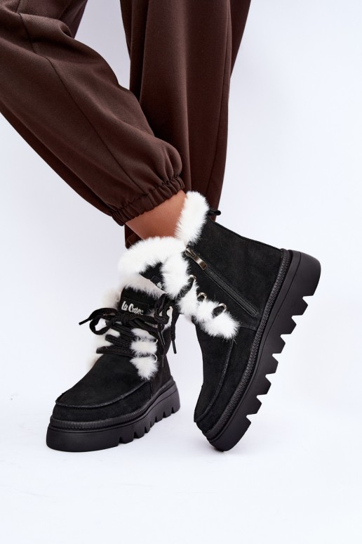 botas de neve femininas de camurça sintética Lee Cooper LCJ-25-01-3737 na cor preta