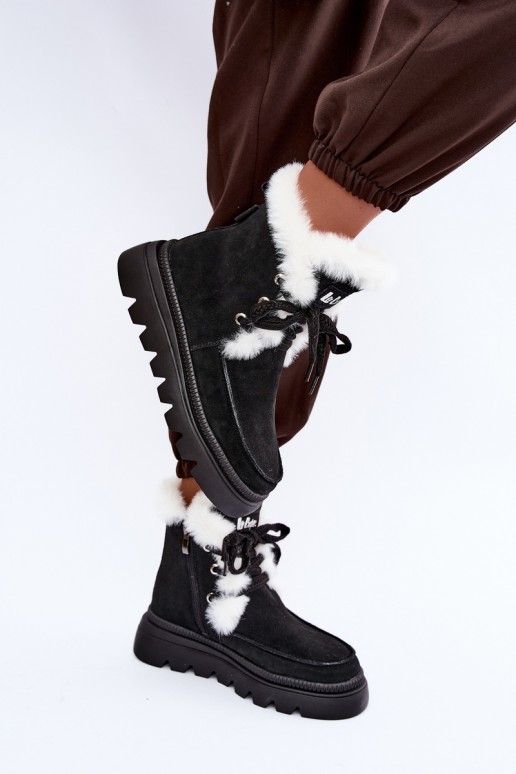botas de neve femininas de camurça sintética Lee Cooper LCJ-25-01-3737 na cor preta