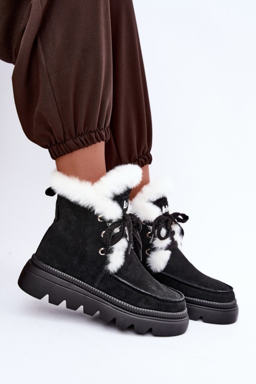 botas de neve femininas de camurça sintética Lee Cooper LCJ-25-01-3737 na cor preta