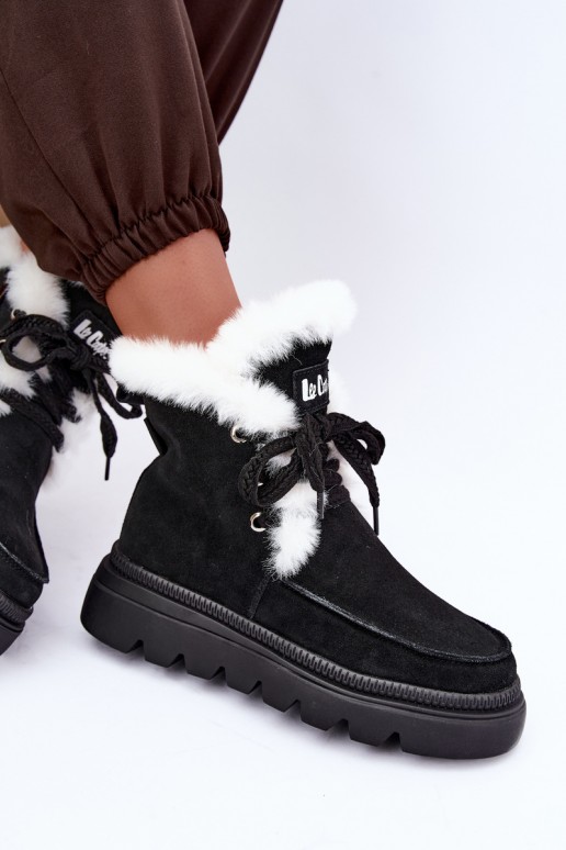 botas de neve femininas de camurça sintética Lee Cooper LCJ-25-01-3737 na cor preta