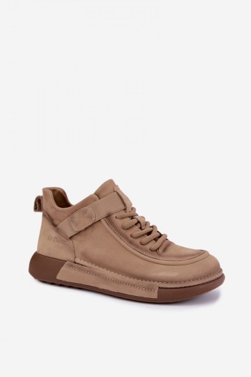 botins isolados de couro natural Lee Cooper LCJ-26-19-4603 na cor caqui