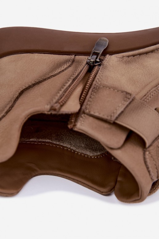 botins isolados de couro natural Lee Cooper LCJ-26-19-4603 na cor caqui