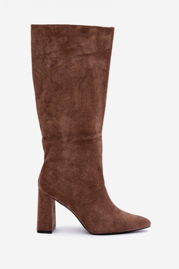 botas altas isoladas com salto na cor areia Evelle 2
