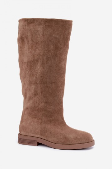 Botas altas com saltos largos na cor areia Jasmire