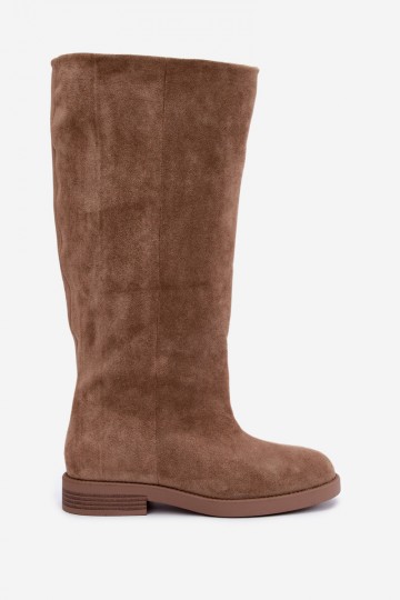 Botas altas com saltos largos na cor areia Jasmire 2
