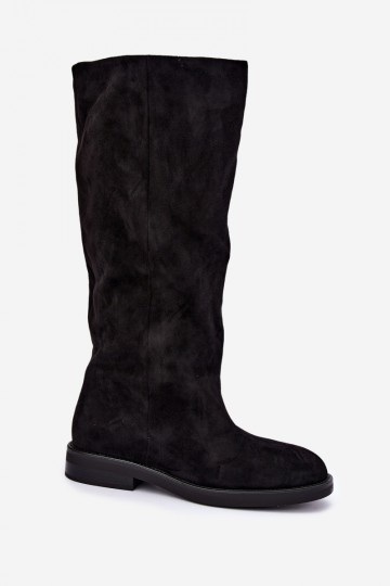 Botas altas com saltos largos na cor preta Jasmire