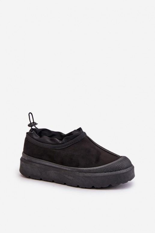 Botas de neve pretas femininas com plataforma e cano baixo Izamine