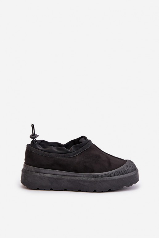 Botas de neve pretas femininas com plataforma e cano baixo Izamine