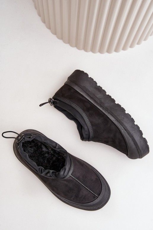 Botas de neve pretas femininas com plataforma e cano baixo Izamine