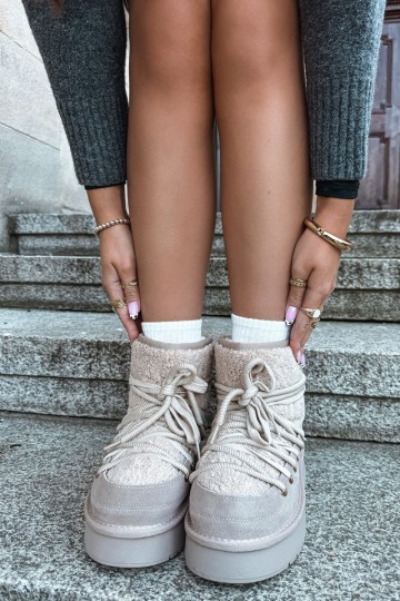 Botas de neve de camurça de couro com pelo D&A GR62-6021 na cor areia 2