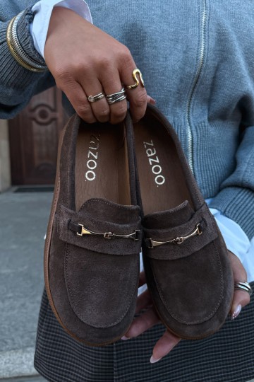 mocassins de camurça sintética castanha Zazoo 2