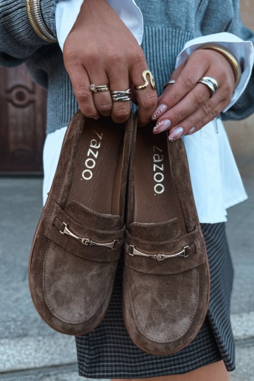 mocassins de camurça sintética castanha Zazoo 2