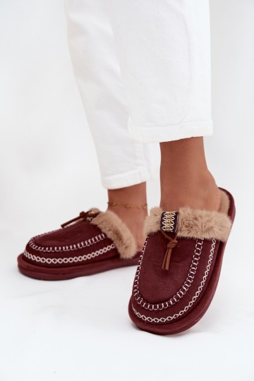 Chinelos femininos bordeaux com pelo Perivelle 2