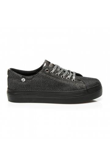 Sapatos de plataforma exclusivos pretos e prateados brilhantes AB-37S 2