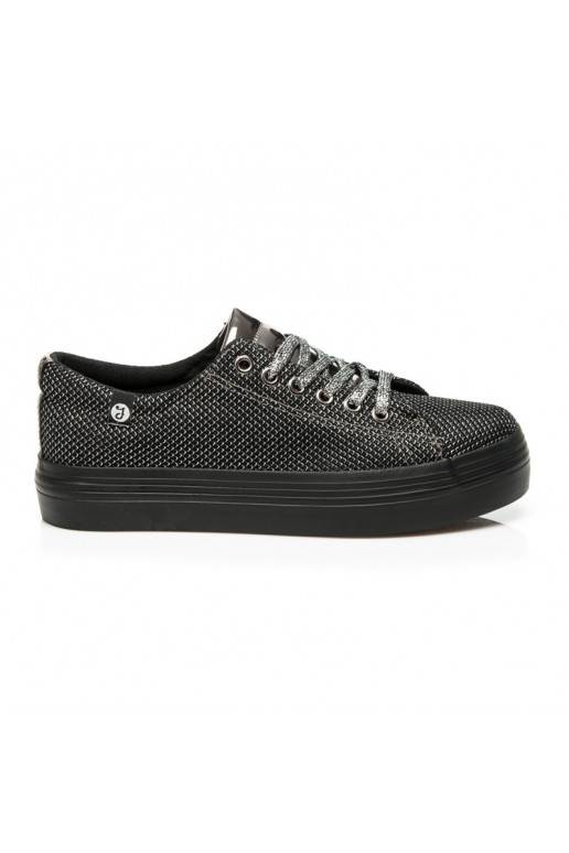 Sapatos de plataforma exclusivos pretos e prateados brilhantes AB-37S