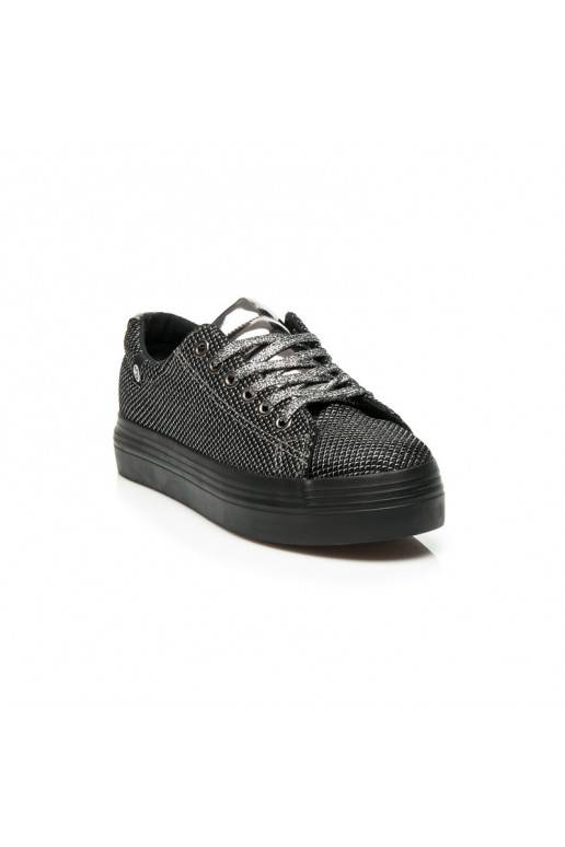 Sapatos de plataforma exclusivos pretos e prateados brilhantes AB-37S