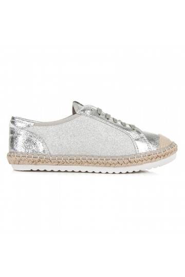 Espadrilles de tecido cinza e prata HSYFA11S 2