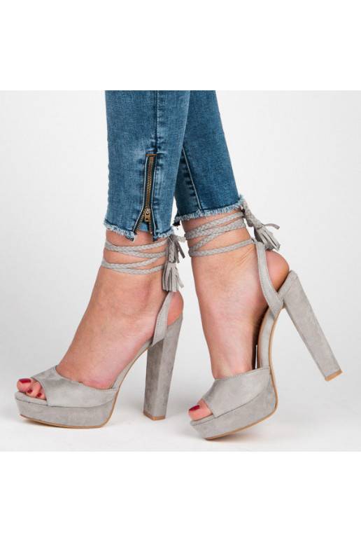 Pilki aukštakulniai sandalai VICES su bohemiškomis detalėmis 1233-5G  - 3