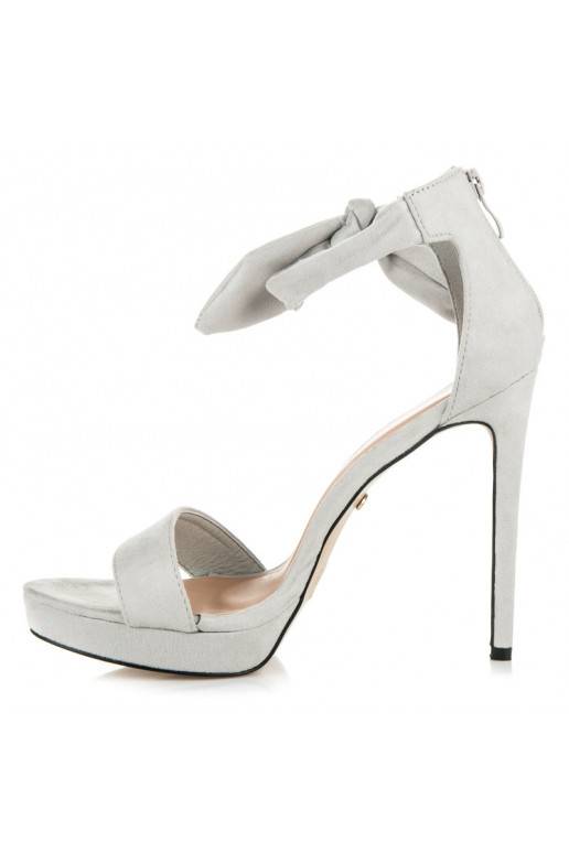 Zomšiniai pilki aukštakulniai sandalai surišamu užsegimu AF-8675G  - 4 Zomšiniai pilki aukštakulniai sandalai surišamu užsegimu AF-8675G  - 4