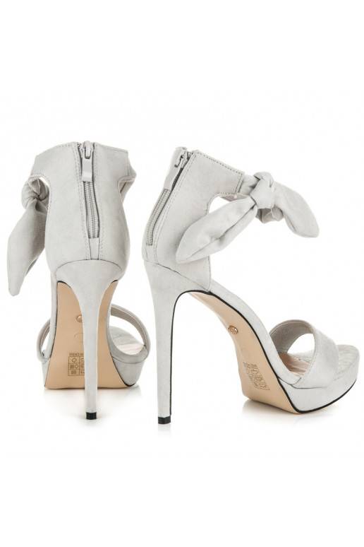 Zomšiniai pilki aukštakulniai sandalai surišamu užsegimu AF-8675G  - 5 Zomšiniai pilki aukštakulniai sandalai surišamu užsegimu AF-8675G  - 5