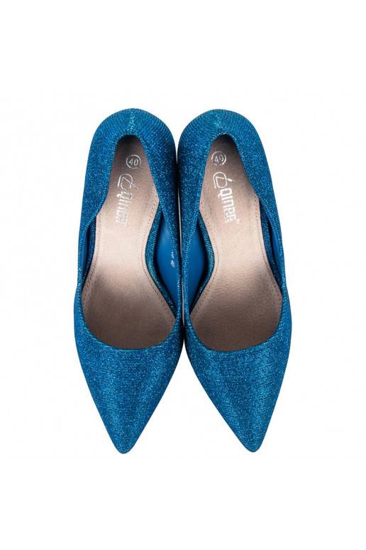 Sapatos de salto alto brilhantes azuis LEI-105BL