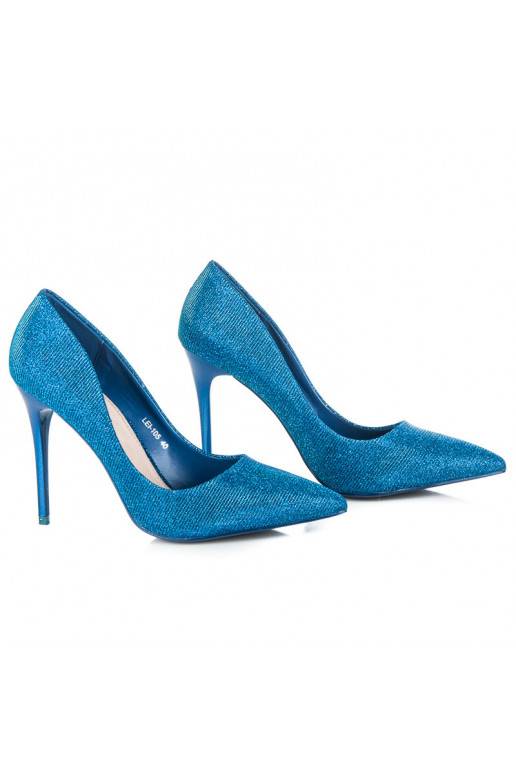 Blizgantys mėlynos spalvos bateliai su aukštu kulnu LEI-105BL  - 5 Blizgantys mėlynos spalvos bateliai su aukštu kulnu LEI-105BL  - 5