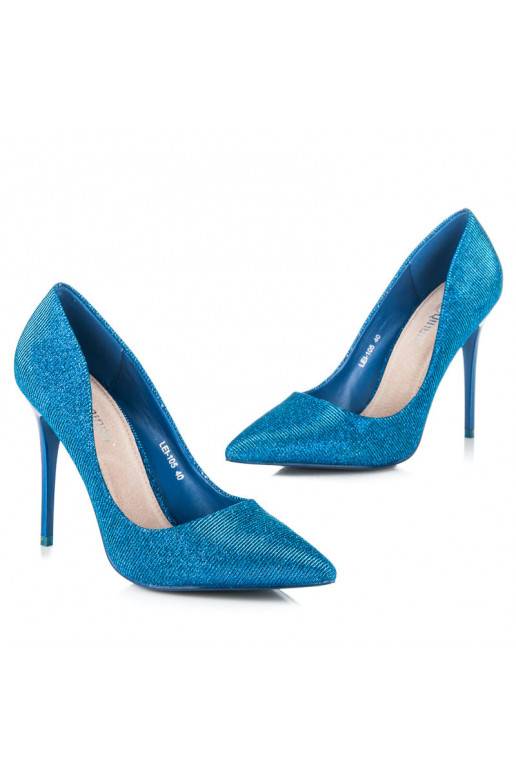 Blizgantys mėlynos spalvos bateliai su aukštu kulnu LEI-105BL  - 6 Blizgantys mėlynos spalvos bateliai su aukštu kulnu LEI-105BL  - 6