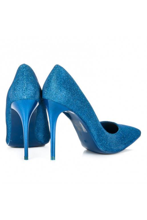 Sapatos de salto alto brilhantes azuis LEI-105BL