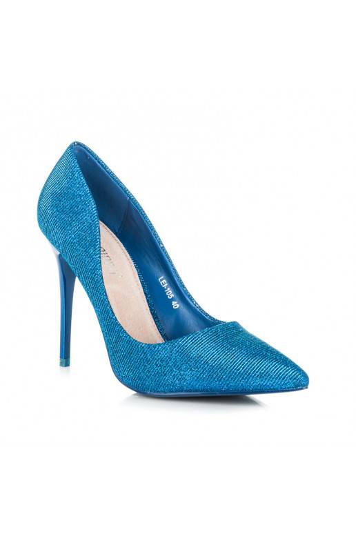 Sapatos de salto alto brilhantes azuis LEI-105BL
