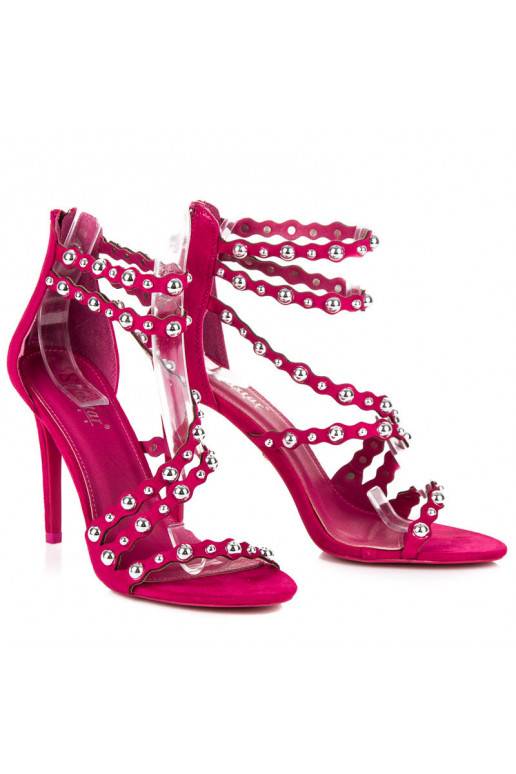 Atviri rožinės spalvos aukštakulniai sandalai su sidabro spalvos detalėmis LE042F  - 1