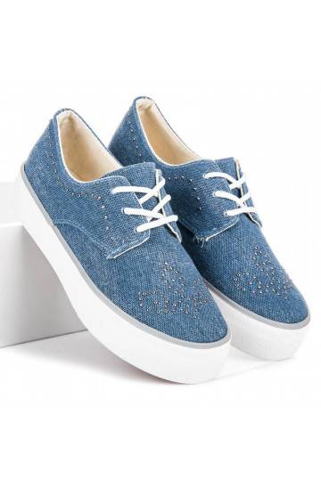 Mėlynos spalvos storapadžiai batai Kylie su kniedyčių ornamentais K1832001JE  - 2