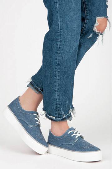 Mėlynos spalvos storapadžiai batai Kylie su kniedyčių ornamentais K1832001JE  - 2 2