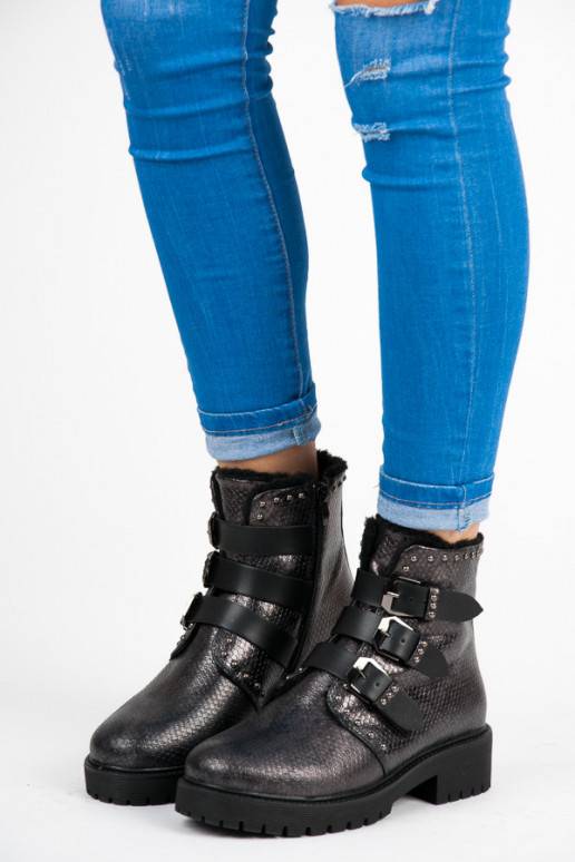 Botas elegantes e aquecidas da Betler com fivelas JT39-2BR