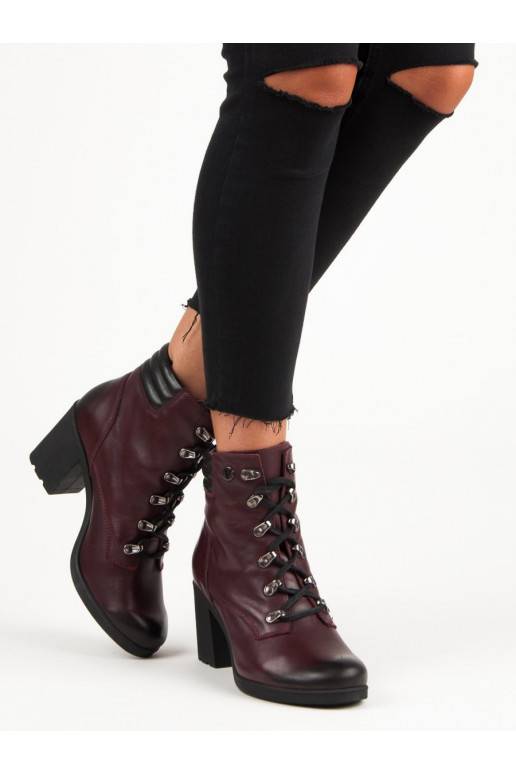 Sapatos femininos vermelhos escuros VINCEZA Lace Up 1274/5BUR