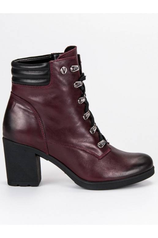 Sapatos femininos vermelhos escuros VINCEZA Lace Up 1274/5BUR