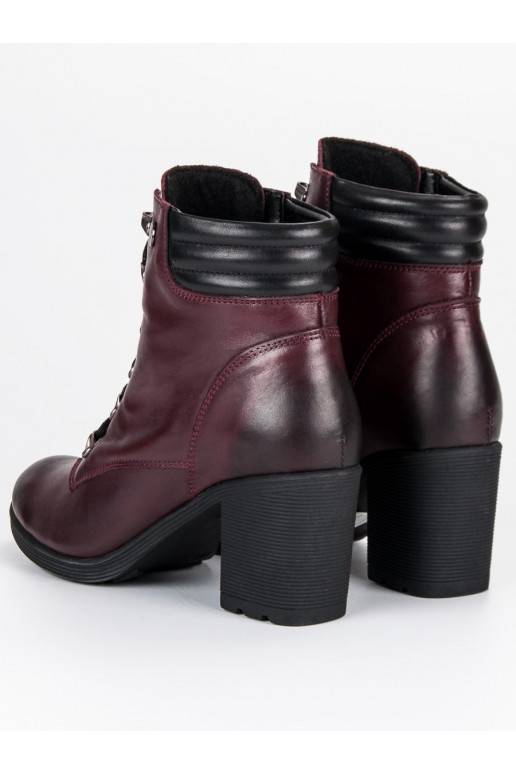 Sapatos femininos vermelhos escuros VINCEZA Lace Up 1274/5BUR