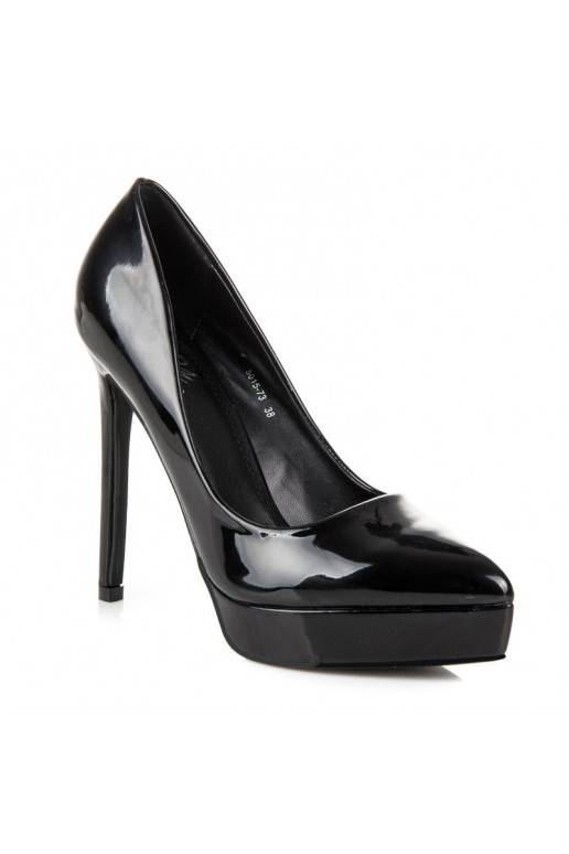 Sapatos de salto agulha pretos com plataforma na ponta