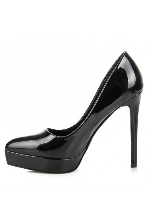 Sapatos de salto agulha pretos com plataforma na ponta