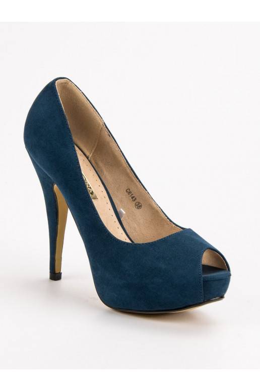 sapatos de camurça com bico aberto C6143MA