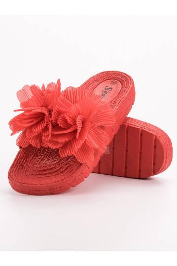 Chinelos vermelhos com flores BAT_CK88R 2
