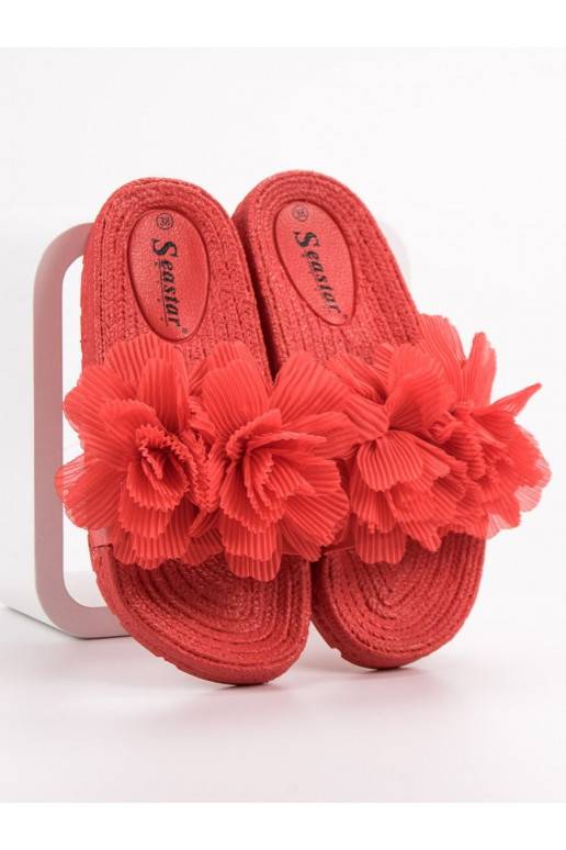Chinelos vermelhos com flores BAT_CK88R