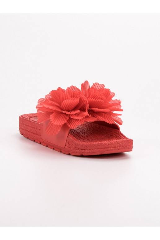 Raudonos spalvos Šlepetės su gėlėmis BAT_CK88R  - 6