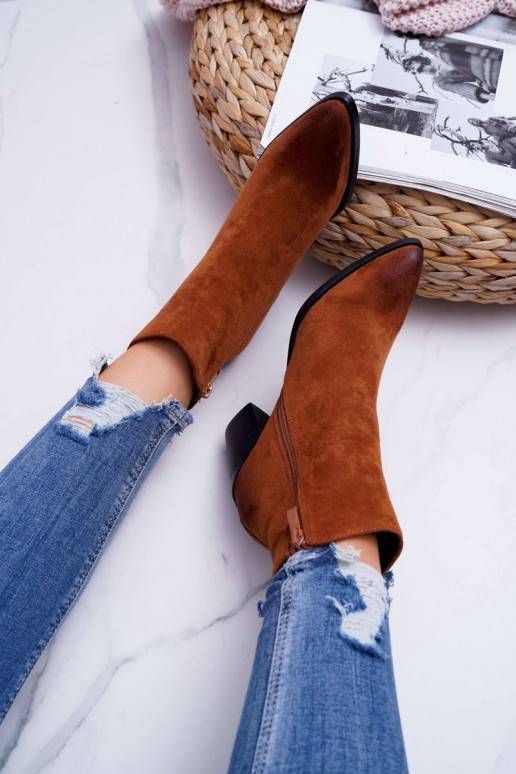 Botas com salto em camurça marrom Niki BAT_RV9524 CAMEL