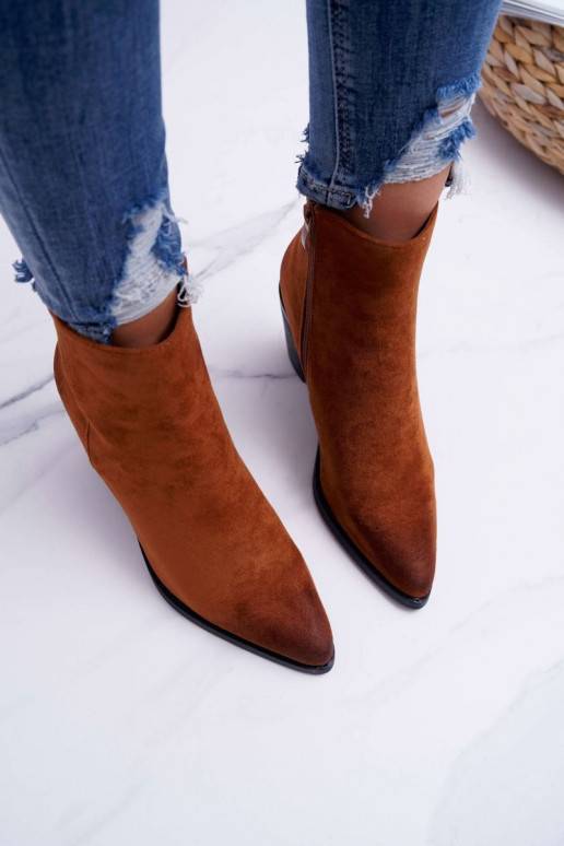 Botas com salto em camurça marrom Niki BAT_RV9524 CAMEL