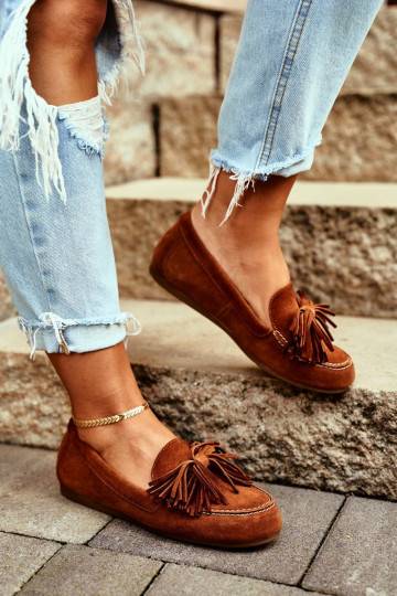 Mocassins Couro natural cor...