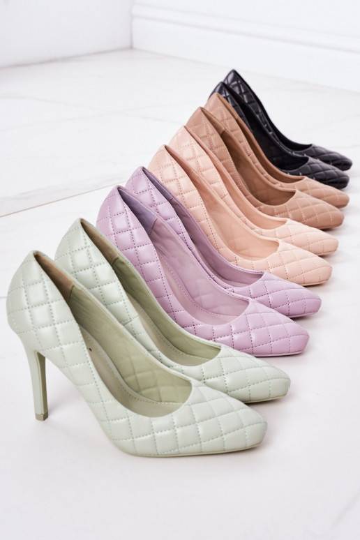 Sapatos acolchoados de salto alto estilo elegante na cor bege da Rosanna