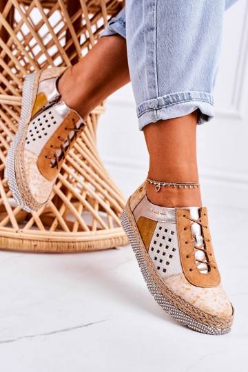 Sapatos de couro ecológico amarelo
